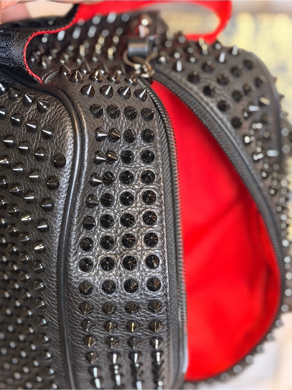 Christian Louboutin Men's Blaster Spiked Leather Travel Toiletry Bag - Picture 8 of 14